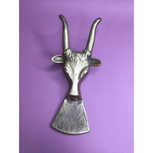 Vintage Solid Brass Boot Jack Horn Bull Design Door Holder Hom Decor 10"